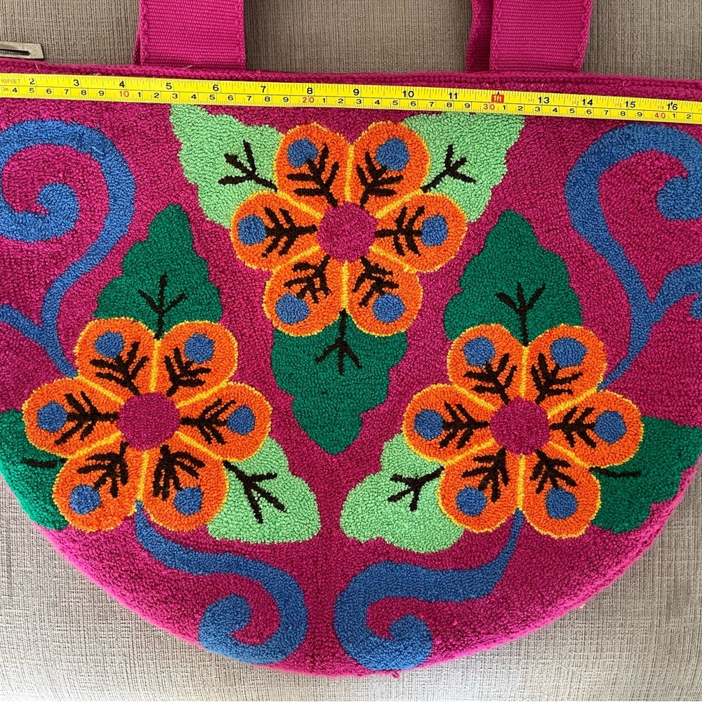 Floral Embroidered Pink Tote Bag by Casa Chiqui - Picture 9 of 11